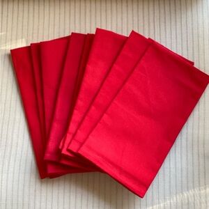 Christmas Red, holiday cotton napkins, 8. No never washed or used.